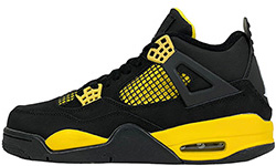 Nike Air Jordan 4 Retro Thunder черные с желтым
