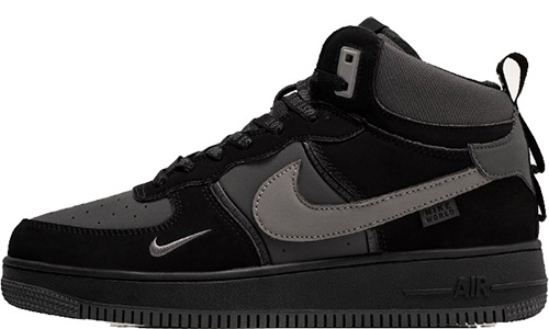 Nike Air Force 1 Mid Grey Black Зимние